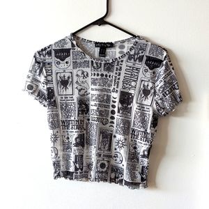 Sheer, Newspaper Print, Shirt